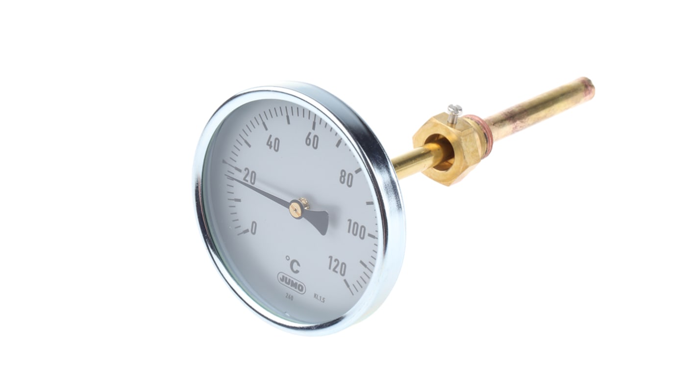 Jumo Dial Thermometer 0 °C to +120 °C, 608001/0110-818-913-12-104-46-46-100/000