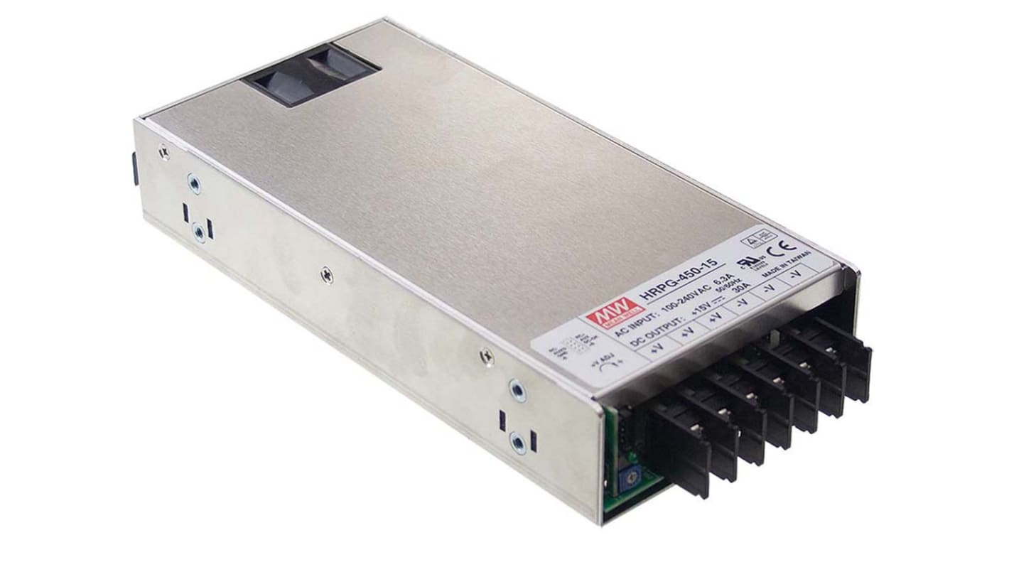 Mean Well Switching Power Supply, 12V dc, 37.5A, 450W, 1 Output 120 → 370 V dc, 85 → 264 V ac Input