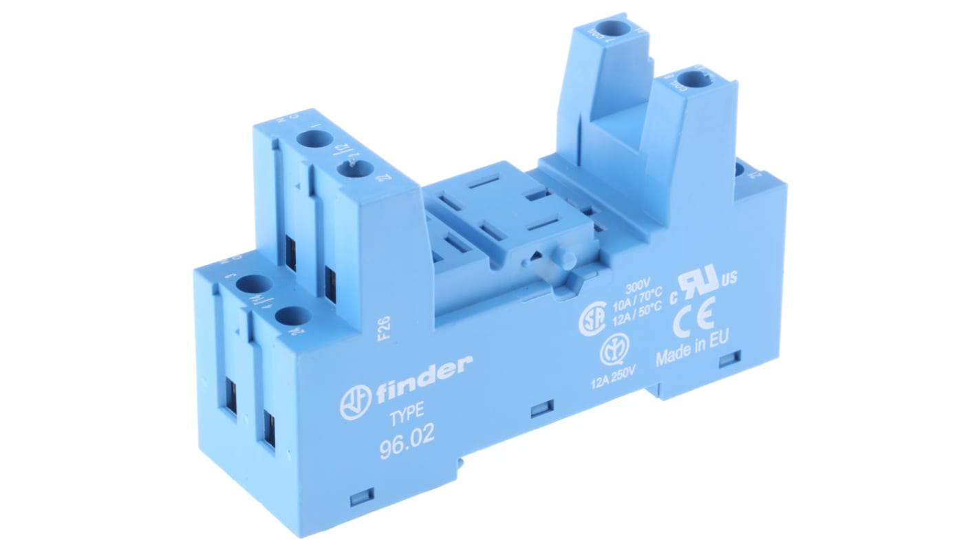 Finder 96 Relay Socket for use with 56.32 8 Pin, DIN Rail, 250V ac