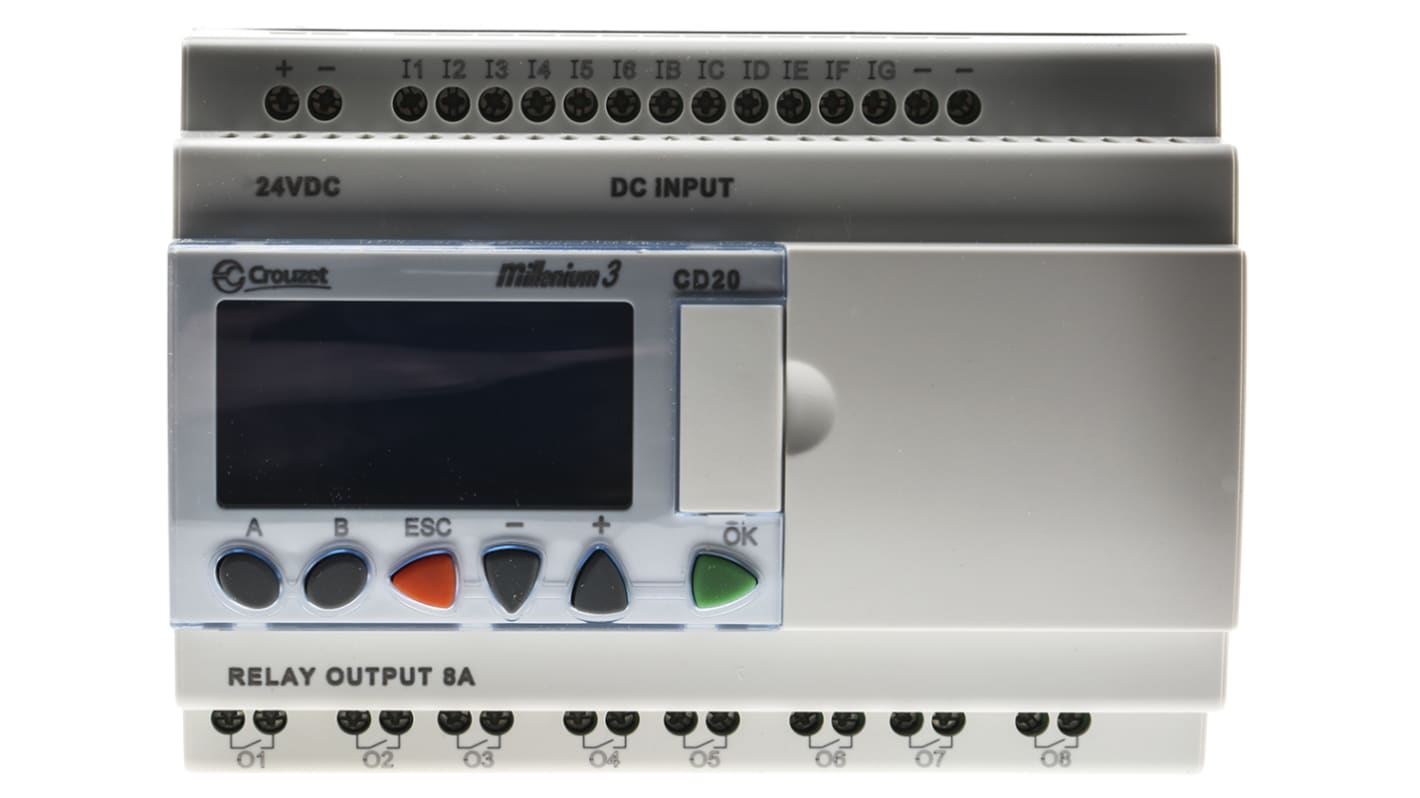 Crouzet, Millenium 3, Logic Module - 12 Inputs, 8 Outputs, Relay, Computer, Operating Panel Interface