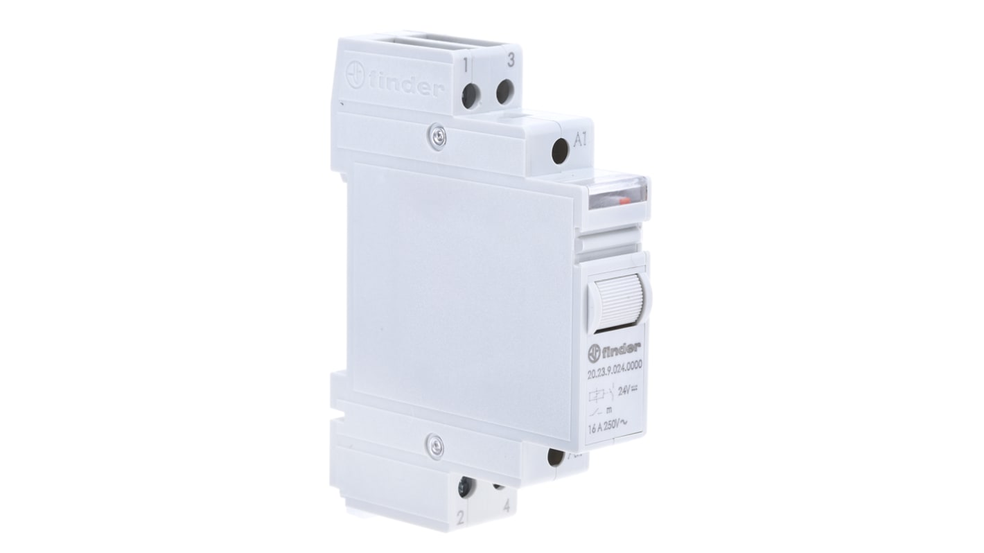 Finder DIN Rail Latching Power Relay, 24V dc Coil, 16A Switching Current, SP-NC, SP-NO