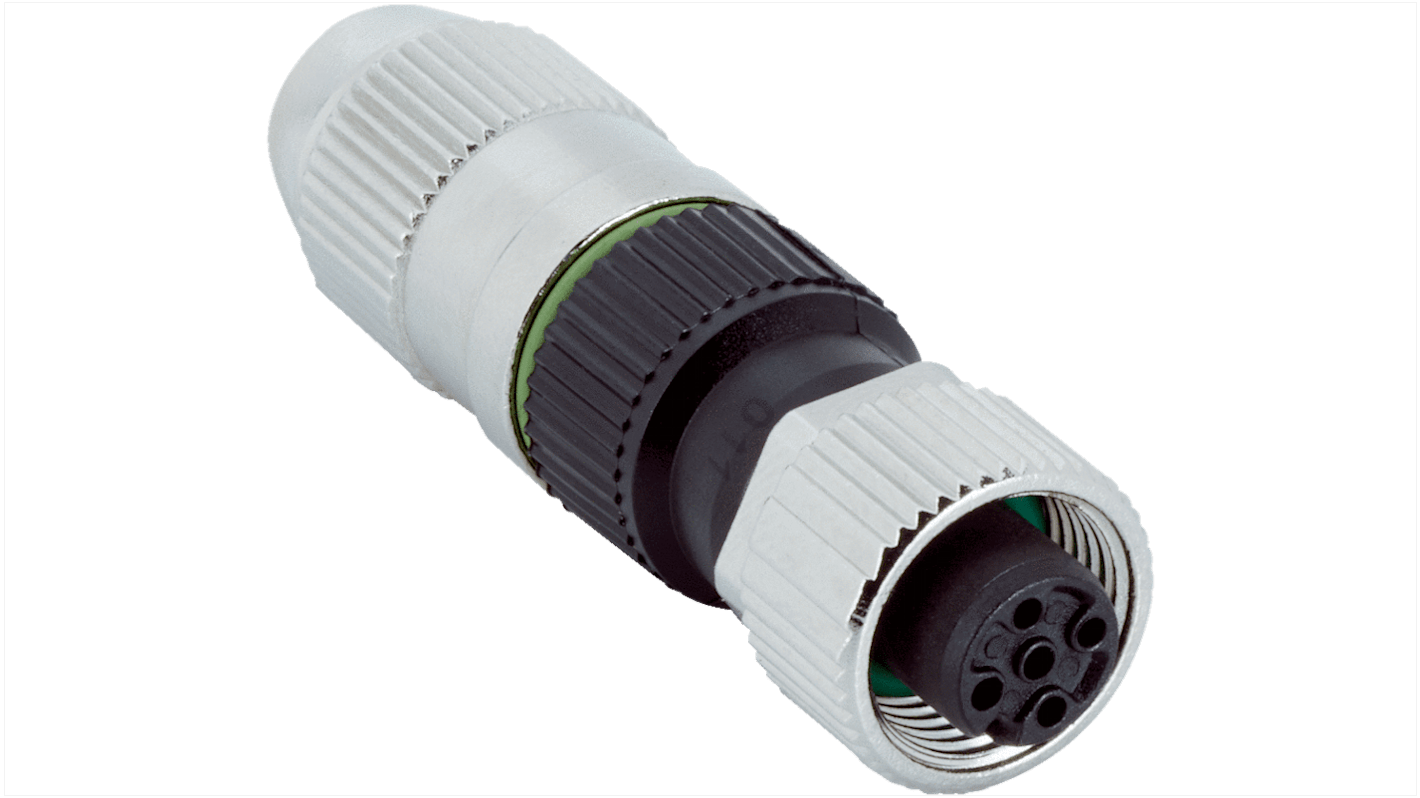 Connector, 3 Contacts, Cable Mount, M12 Connector, Plug, Female, IP67