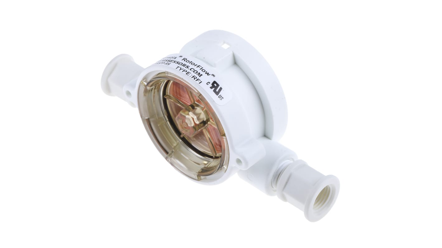 Gems Sensors RFI Series RotorFlow Flow Indicator for Liquid, 2 L/min Min, 20 L/min Max