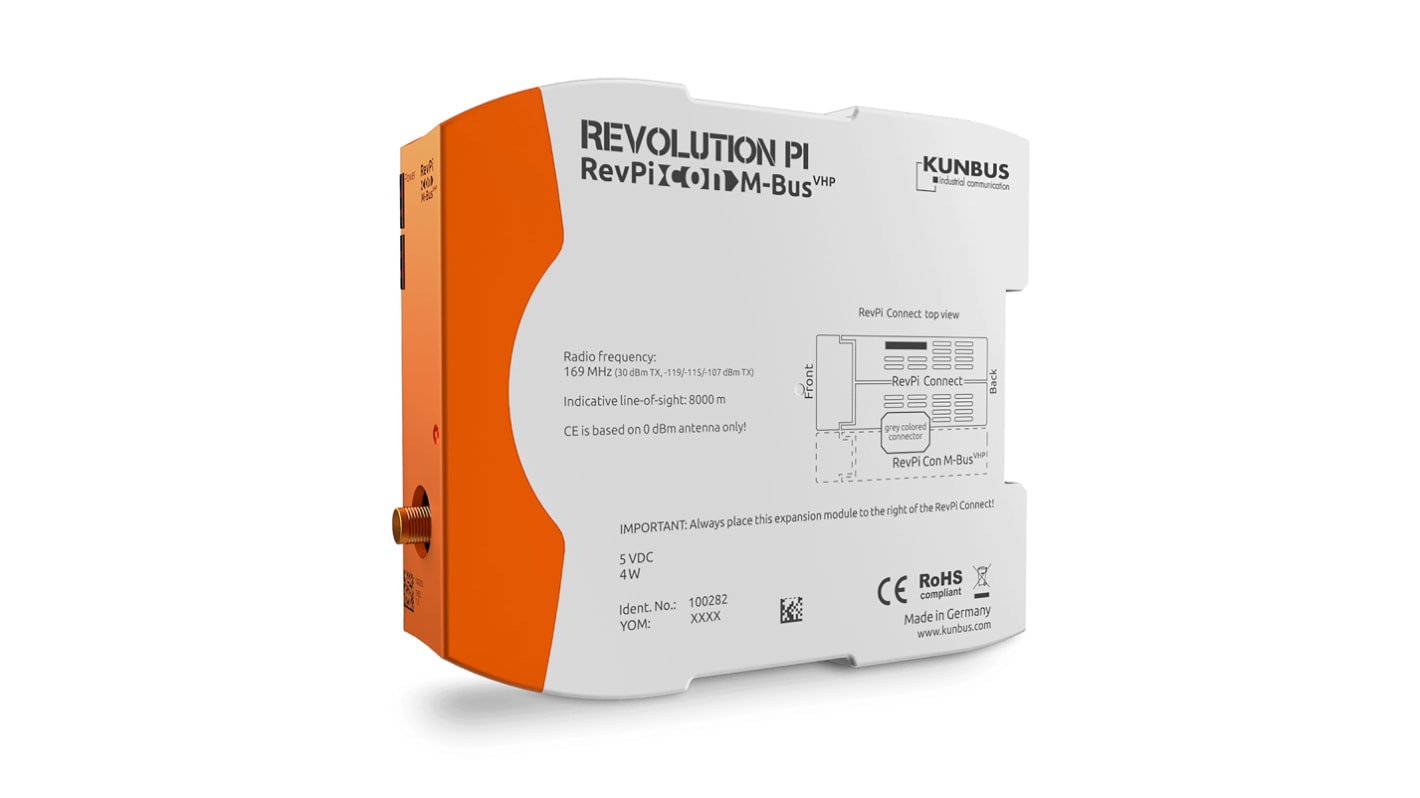 Kunbus PLC Expansion Module for use with RevPi Connect(+), 110.5 x 22.5 x 96 mm, REVOLUTION PI