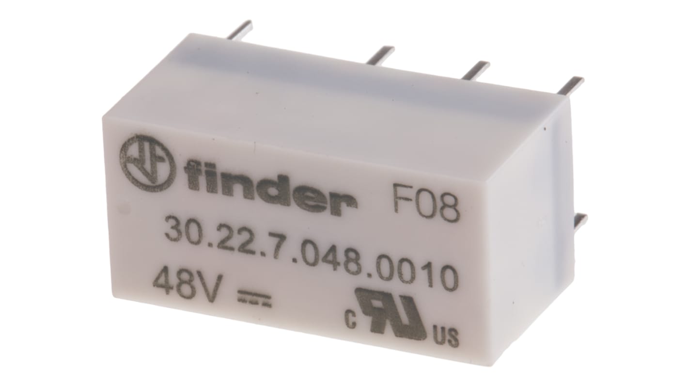 Finder PCB Mount Signal Relay, 48V dc Coil, 2A Switching Current, DPDT
