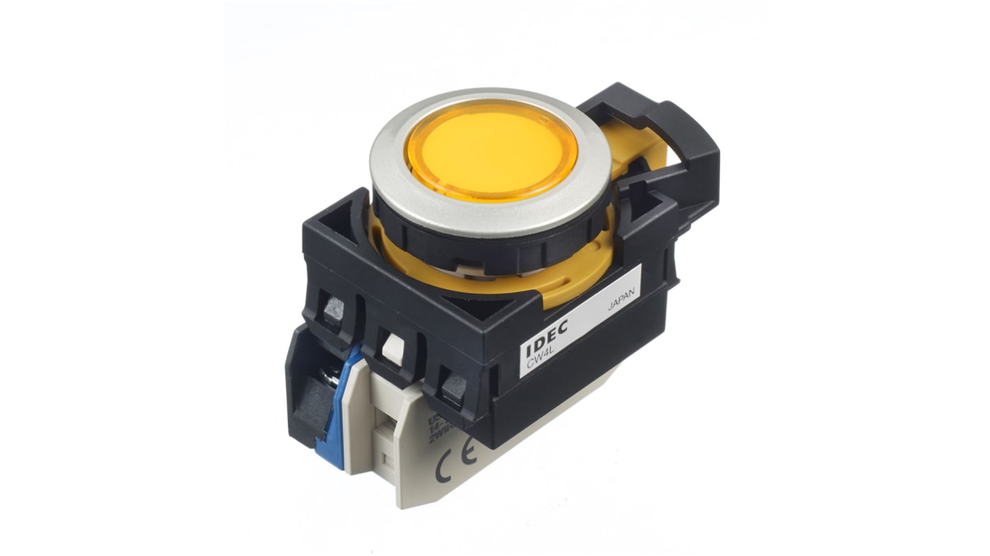 Idec CW Series Illuminated Push Button, Panel Mount, SPST, 22mm Cutout, IP65