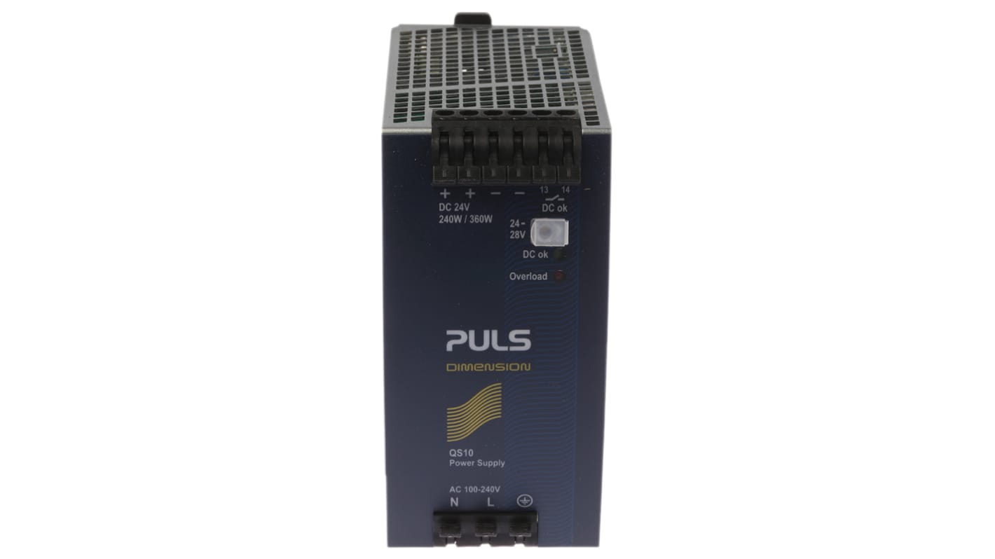 PULS DIMENSION Q Switch Mode DIN Rail Power Supply, 100 → 240V ac ac, dc Input, 24V dc dc Output, 10A Output,