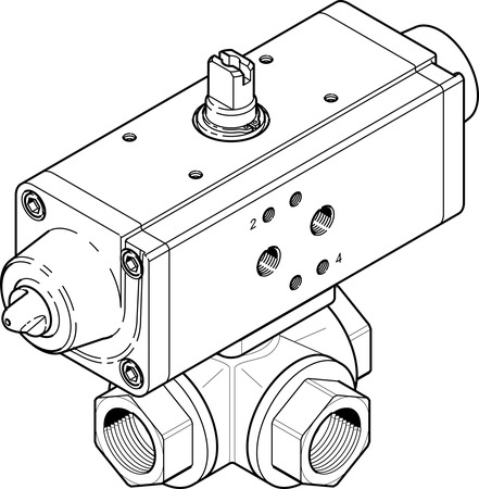 ball valve actuator unit VZBA-1"-GGG-63-32L-F0405-V4V4T-PS30-R-90-4-C