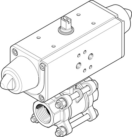 ball valve actuator unit VZBA-1"-GG-63-T-22-F0405-V4V4T-PS30-R-90-4-C