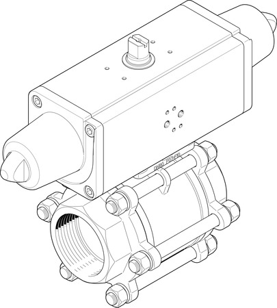 ball valve actuator unit VZBA-3"-GG-63-T-22-F0710-V4V4T-PS180-R-90-4-C