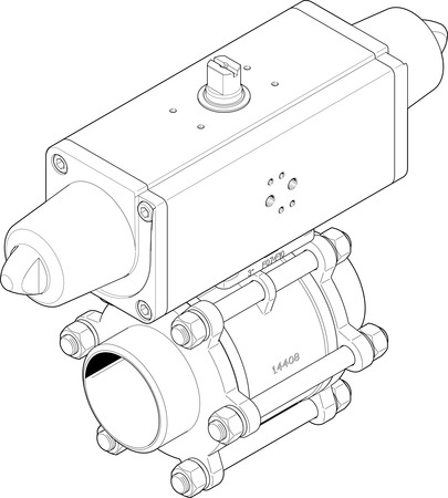 ball valve actuator unit VZBA-3"-WW-63-T-22-F0710-V4V4T-PS180-R-90-4-C