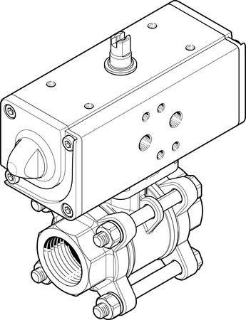 ball valve actuator unit VZBA-1/2"-GG-63-T-22-F0304-V4V4T-PP15-R-90-C