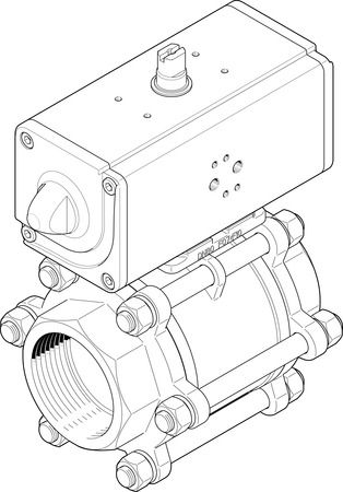 ball valve actuator unit VZBA-3"-GG-63-T-22-F0710-V4V4T-PP180-R-90-C