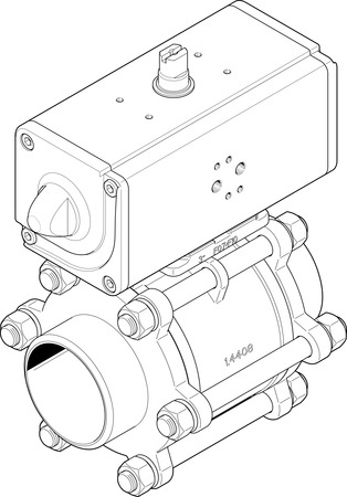 ball valve actuator unit VZBA-3"-WW-63-T-22-F0710-V4V4T-PP180-R-90-C